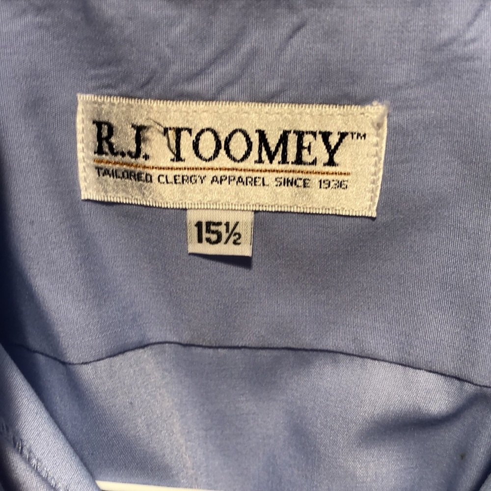 RJ Toomey summer comfort Shirt Mens 15.5 Clerical Hidden Button short sleeve - Picture 2 of 6